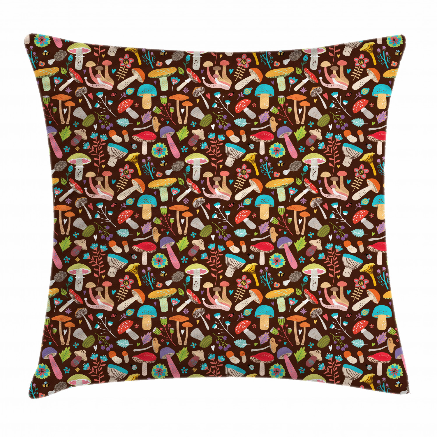 NANA Beaded Pillows Decorative Group of Mushrooms in The Forest Colorful Decorative Pillows for Bed 13.78 X 13.78 Inch Heart-Shaped Cushion Gift for Friends/Children/Girl/Valentine's Day 